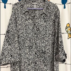 Black and White button down blouse - Catherines 2X